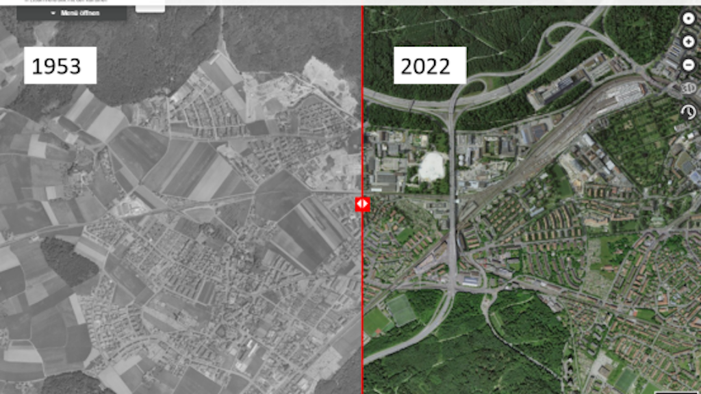 La Suisse vue d'en haut : Voyage dans le temps avec les images aériennes de 1946 à nos jours (swisstopo). Histoire du paysage et de l'urbanisation de la Suisse au cours des 70 dernières années.